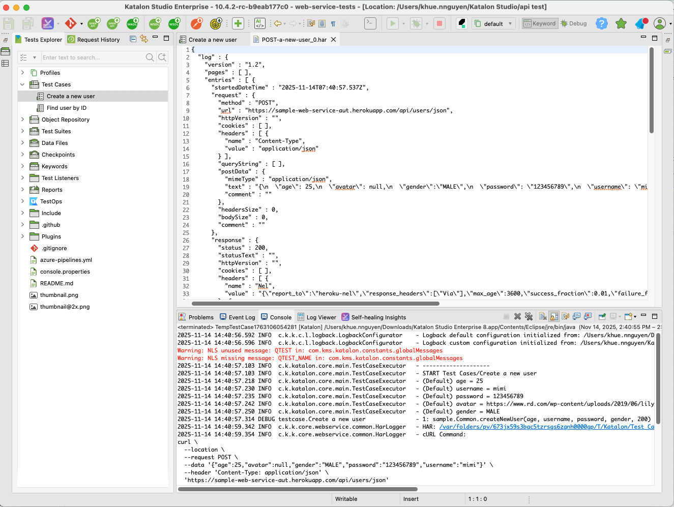 har file in console tab